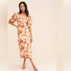 Moon River Floral Print Midi Dress